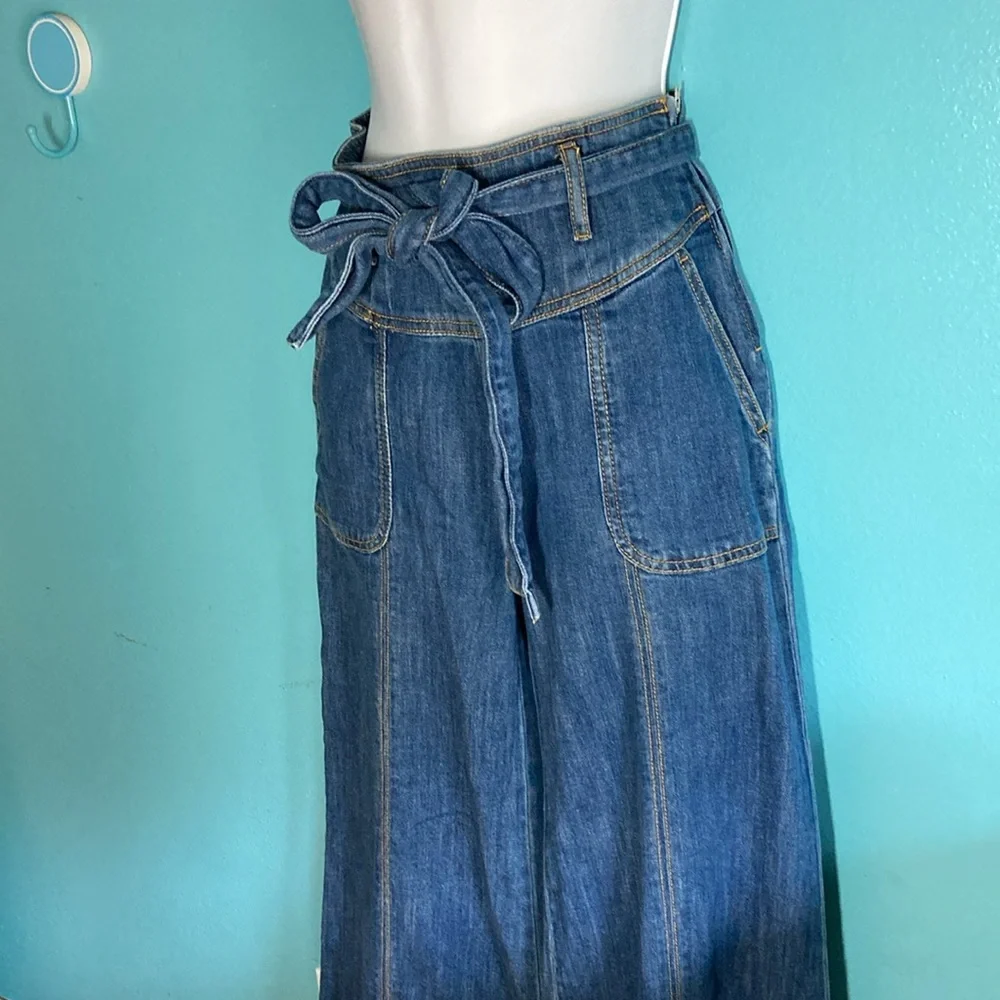 Pilcro Anthropologie Size 26 Women’s Wide Leg Crop Denim Pants Jeans